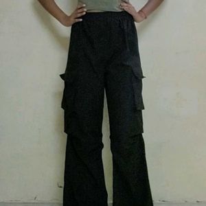 Black Cargo Wide Leg Pants
