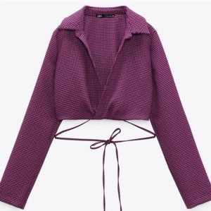Zara Cropped Tie-Front Top