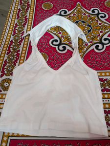 White Halter Crop Top