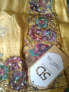 Heavy Calcutta work branded silk saree