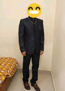 Elegant Navy Blue Bandhgala Suit