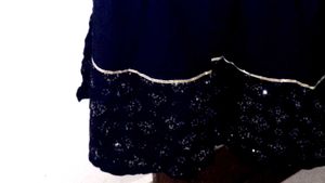 Navy Maxi Skirt with Metallic Trim