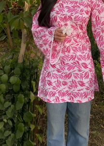 Pink Floral Print Top