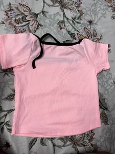 Cute Korean Bow Top In Peach Colour