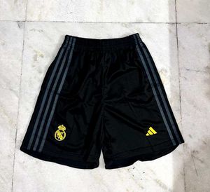 ADIDAS REAL MADRID BLACK 3 STRIPES SHORTS
