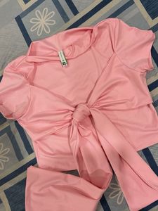 New me Pink Tie-Front Top