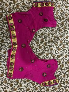 Pink Saree with Colorful Embroidery