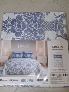 New D'Decor Cresta Blue Floral Double Bedsheet