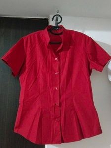 Women Red Half Sleeve Shirt
