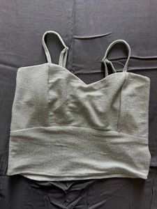 Silver Shined Cropped Cami Top