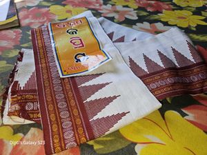 Pure Cotton White Sambalpuri Gamchha (Towel)