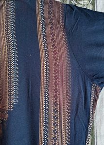 MAX Golden Motif Knee Length Navy Blue Kurti