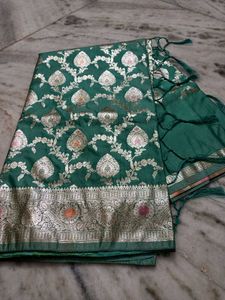 Green Banarasi Silk Dupatta
