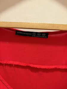 Beautiful Red V-Neck Tunic Top