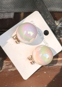 Oversized Rainbow Pearl Easy Back Closure Earrings