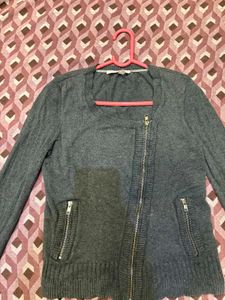 Gray Zip-Up Knit Jacket and Free Dress