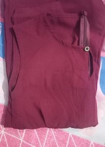 Burgundy Colour Jumpsuit With Pocket