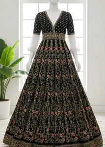 Elegant Black &amp; Pink Ethnic Gown