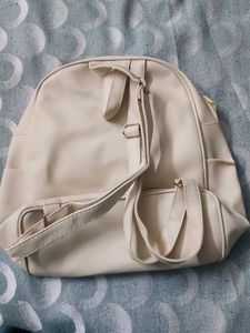 New Stylish Cream Bag with Pouch