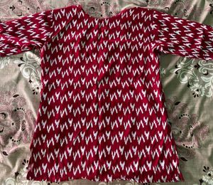Red Embroidered Kurta