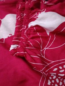 Red Floral Print Top Bottom Set