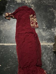Maroon Embroidered Kurta