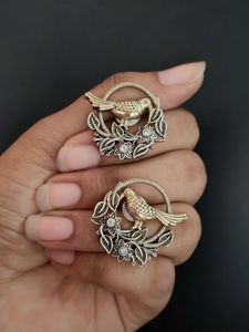 Bird and Floral Stud Earrings