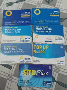 Old used Tata Recharge cards nd Railway Tickets