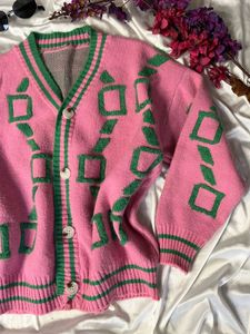 Pink Patterned Cardigan