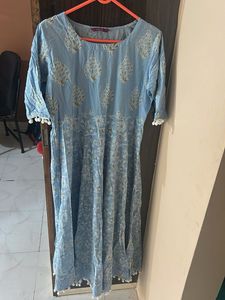 Blue Printed Dress/ Gown