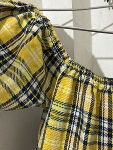 Yellow Gingham Puff Sleeves Top (sale)
