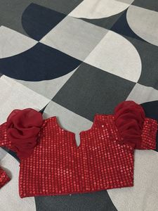 Sparkling Red Sequin Lehenga Set For Kids