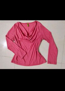 Pink Cowl Neck Top