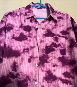 Purple Tie-Dye Striped Shirt
