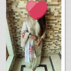 Off White Kurta Set Heavy Design.