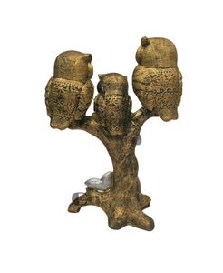 resin tree owl family set statue showpiece