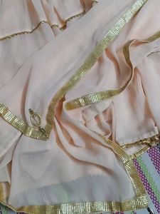 Peach Sequin Embellished Kurti With Fancy Garara