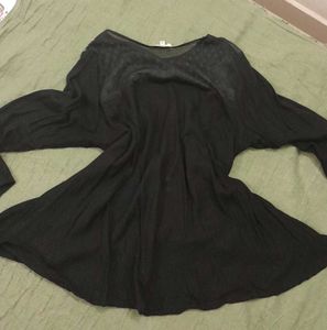 Black Embroidered Long Sleeve Top