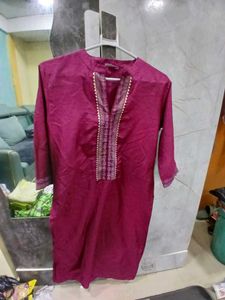 Maroon Embroidered Kurti