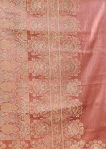 Peach Silk Saree with Floral Border