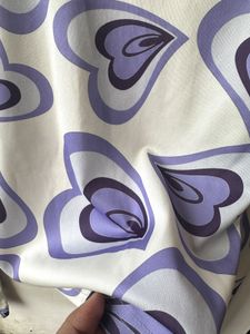 Heart Print Long Sleeve Lavander Top