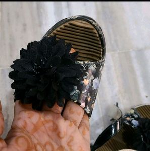 Stuning black sandal &amp; partywear white footwear