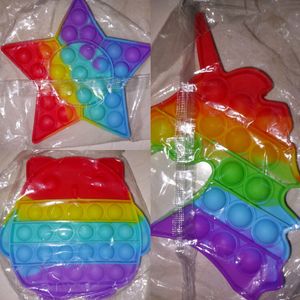 Combo Of 3 Popit UNICORN, STAR, TEDDY Face