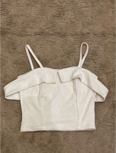 White Ruffle Crop Top