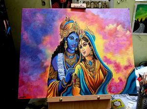 Abstract Radha Krishna Canvas Painting 16×20Inches