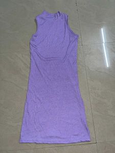 Purple Sleeveless Mock Neck Dress