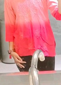 Pink Embroidered Kurta/Top