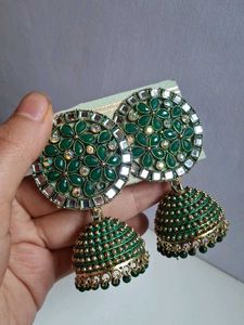 Emerald Jhumka Earrings