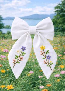 Floral Embroidered Hair Bow (Pack of 1) random pie