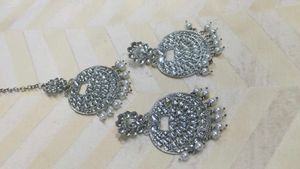 Silver Kundan Earrings